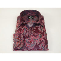 Men's Silky Paisley Floral Shirt By JT Milano AVM Turkey Slim Fit 6008 - 52 Burgundy - J.Valintin Men's Wear Legend - 6008 - 52 Burg - M