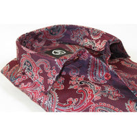 Men's Silky Paisley Floral Shirt By JT Milano AVM Turkey Slim Fit 6008 - 52 Burgundy - J.Valintin Men's Wear Legend - 6008 - 52 Burg - M