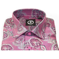 Men's Silky Paisley Floral Shirt By JT Milano AVM Turkey Slim Fit 6010 - 04 Pink - J.Valintin Men's Wear Legend - 6010 - 04 Pink - M