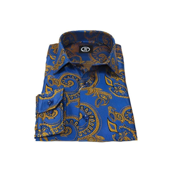 Men's Silky Paisley Floral Shirt By JT Milano AVM Turkey Slim Fit 6011 - 23 Royal Blue - J.Valintin Men's Wear Legend - 6011 - 23 Royal - M