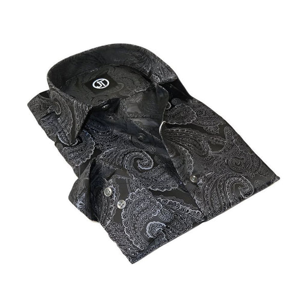 Men's Silky Paisley Floral Shirt By JT Milano AVM Turkey Slim Fit 6021 - 15 Black - J.Valintin Men's Wear Legend - 6021 - 15 Black - M