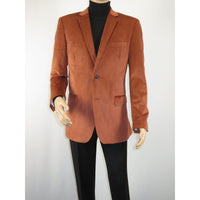 Men's Soft Velvet Sport Coat Jacket by BASSIRI Leonardi J1042 Cognac - J.Valintin Men's Wear Legend - 92630