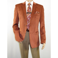 Men's Soft Velvet Sport Coat Jacket by BASSIRI Leonardi J1042 Cognac - J.Valintin Men's Wear Legend - 92630