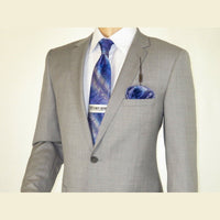 Men's Soft Wool Cashmere Light Gray Business Suit Giorgio Cosani 900 - 03 Gray New - J.Valintin Men's Wear Legend - 16691