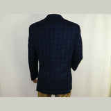 Men's Soft Wool Cashmere Sport Coat English Plaid Window Pane 556 - 11 Navy Renoir - J.Valintin Men's Wear Legend - 92568