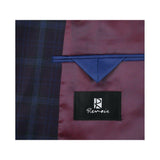 Men's Soft Wool Sport Coat English Plaid Window Pane 556 - 7 Plum Blue Renoir - J.Valintin Men's Wear Legend - 19146