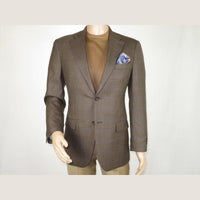 Mens sport Coat APOLLO KING Window Pane 100% Wool super 150's C14 Brown Coffee - J.Valintin Men's Wear Legend - 21808