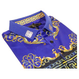 Men's Sports Polo Shirt Barocco Fashion Printed Short Sleeves Soft BSP612 Indigo - J.Valintin Men's Wear Legend - 99425