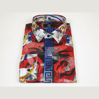 Men's Sports Shirt By Barocco Fashion Printed Long Sleeves Soft Feel EFS78 Multi - J.Valintin Men's Wear Legend - 99438