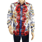 Men's Sports Shirt By Barocco Fashion Printed Long Sleeves Soft Feel EFS78 Multi - J.Valintin Men's Wear Legend - 99438