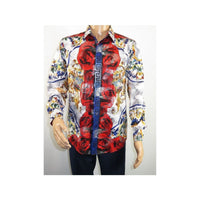 Men's Sports Shirt By Barocco Fashion Printed Long Sleeves Soft Feel EFS78 Multi - J.Valintin Men's Wear Legend - 99438