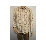 Mens Sports Shirt by DE - NIKO Long Sleeves Fashion Prints Soft Modal NK600 Khaki - J.Valintin Men's Wear Legend - 99407