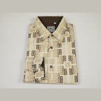 Mens Sports Shirt by DE - NIKO Long Sleeves Fashion Prints Soft Modal NK600 Khaki - J.Valintin Men's Wear Legend - 99407