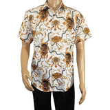 Men's Sports Shirt by MIZUMI Medallion Floral Printed Short Sleeves M648 White - J.Valintin Men's Wear Legend - 99146