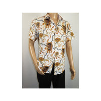 Men's Sports Shirt by MIZUMI Medallion Floral Printed Short Sleeves M648 White - J.Valintin Men's Wear Legend - 99146