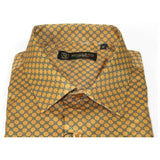 Men's Sports Shirt By Moderno Checker Fancy Long Sleeves MJLS - 890 Gold - J.Valintin Men's Wear Legend - MJLS - 890 Gold - M