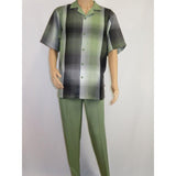 Men's Stacy Adams 2pc Walking Leisure Suit Fancy Short Sleeves 75029 Green - J.Valintin Men's Wear Legend - 75029 - Green - M