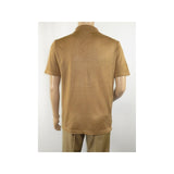 Mens Stacy Adams Italian Style Knit Woven Shirt Short Sleeves 3109 Cafe Brown - J.Valintin Men's Wear Legend - 94918