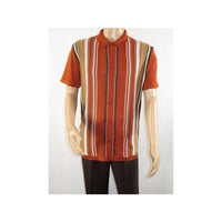 Mens Stacy Adams Italian Style Knit Woven Shirt Short Sleeves 3112 Rust Orange - J.Valintin Men's Wear Legend - 94960