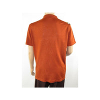 Mens Stacy Adams Italian Style Knit Woven Shirt Short Sleeves 3112 Rust Orange - J.Valintin Men's Wear Legend - 94960