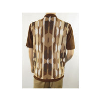 Mens Stacy Adams Italian Style Knit Woven Shirt Short Sleeves 3117 Brick Brown - J.Valintin Men's Wear Legend - 94846