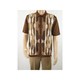 Mens Stacy Adams Italian Style Knit Woven Shirt Short Sleeves 3117 Brick Brown - J.Valintin Men's Wear Legend - 94846