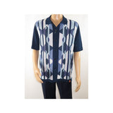 Mens Stacy Adams Italian Style Knit Woven Shirt Short Sleeves 3117 Navy Blue - J.Valintin Men's Wear Legend - 94966