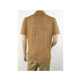 Mens Stacy Adams Italian Style Knit Woven Shirt Short Sleeves 3128 Cafe Brown - J.Valintin Men's Wear Legend - 94894