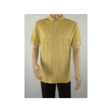 Mens Stacy Adams Italian Style Knit Woven Shirt Short Sleeves 3128 Honey Beige - J.Valintin Men's Wear Legend - 94906