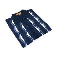 Mens Stacy Adams Italian Style Knit Woven Shirt Short Sleeves 71027 Navy - J.Valintin Men's Wear Legend - 71027 - Navy - M