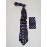 Men's Stacy Adams Necktie and Hankie Set Fancy Design Silky Look SAT1 Purple - J.Valintin Men's Wear Legend - sat1