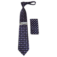 Men's Stacy Adams Necktie and Hankie Set Fancy Design Silky Look SAT1 Purple - J.Valintin Men's Wear Legend - sat1