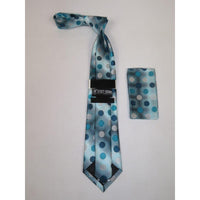 Men's Stacy Adams Necktie and Hankie Set Fancy Design Silky Look SAT12 Teal - J.Valintin Men's Wear Legend - sat12