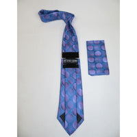 Men's Stacy Adams Necktie and Hankie Set Fancy Design Silky Look SAT13 Purple - J.Valintin Men's Wear Legend - sat13