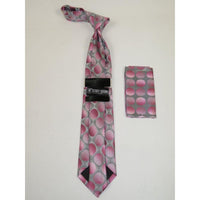 Men's Stacy Adams Necktie and Hankie Set Fancy Design Silky Look SAT15 Pink - J.Valintin Men's Wear Legend - sat15