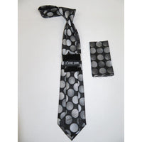 Men's Stacy Adams Necktie and Hankie Set Fancy Design Silky Look SAT16 Black - J.Valintin Men's Wear Legend - sat16