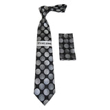 Men's Stacy Adams Necktie and Hankie Set Fancy Design Silky Look SAT16 Black - J.Valintin Men's Wear Legend - sat16