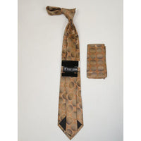 Men's Stacy Adams Necktie and Hankie Set Fancy Design Silky Look SAT17 Brown - J.Valintin Men's Wear Legend - sat17