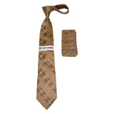 Men's Stacy Adams Necktie and Hankie Set Fancy Design Silky Look SAT17 Brown - J.Valintin Men's Wear Legend - sat17