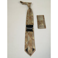 Men's Stacy Adams Necktie and Hankie Set Fancy Design Silky Look SAT24 Brown - J.Valintin Men's Wear Legend - sat24