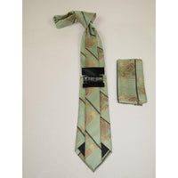 Men's Stacy Adams Necktie and Hankie Set Fancy Design Silky Look SAT28 Green - J.Valintin Men's Wear Legend - sat28