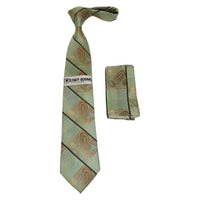 Men's Stacy Adams Necktie and Hankie Set Fancy Design Silky Look SAT28 Green - J.Valintin Men's Wear Legend - sat28