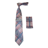 Men's Stacy Adams Necktie and Hankie Set Fancy Design Silky Look SAT30 Pink - J.Valintin Men's Wear Legend - sat30