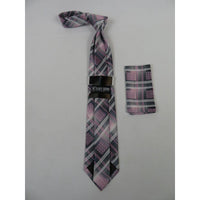 Men's Stacy Adams Necktie and Hankie Set Fancy Design Silky Look SAT35 Pink - J.Valintin Men's Wear Legend - sat35