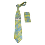 Men's Stacy Adams Necktie and Hankie Set Fancy Design Silky Look SAT37 Yellow - J.Valintin Men's Wear Legend - sat37