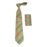 Men's Stacy Adams Necktie and Hankie Set Fancy Design Silky Look SAT38 Green - J.Valintin Men's Wear Legend - sat38