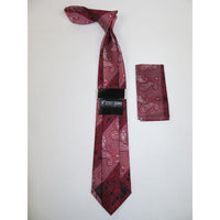 Men's Stacy Adams Necktie and Hankie Set Fancy Design Silky Look SAT4 Red - J.Valintin Men's Wear Legend - sat4