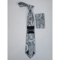 Men's Stacy Adams Tie and Hankie Set Woven Design #St415 Silver gray - J.Valintin Men's Wear Legend - 94820