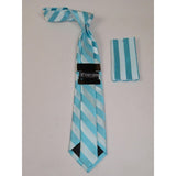 Men's Stacy Adams Tie and Hankie Set Woven Silky Fabric #St1 Teal Silver - J.Valintin Men's Wear Legend - 24802