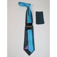 Men's Stacy Adams Tie and Hankie Set Woven Silky Fabric #Stacy31 Teal Stripe - J.Valintin Men's Wear Legend - 110